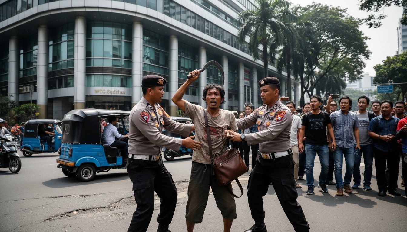 Pria Ngamuk Bawa Celurit di Sudirman Diamankan Polisi